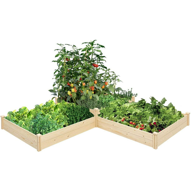SUNCROWN Outdoor Wooden Garden Bed Planter Box Kit for Vegetables Fruits Herb Grow,Patio or Yard Gardening,8ft Natural
